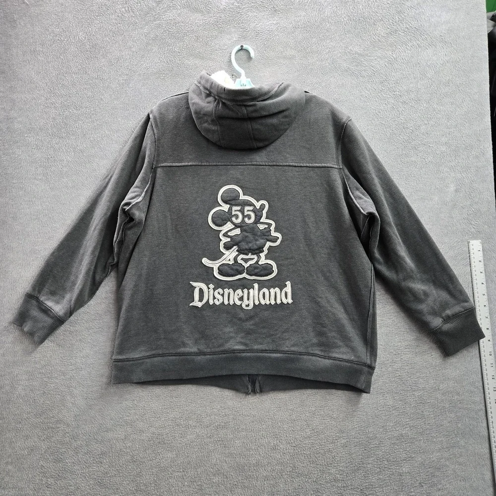 Disney‎ Parks Women Hoodie 1X Gray Disneyland Text And Mickey Mouse Fleece Lined
